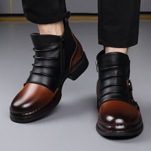 Mens British-style Retro Fleece-Lined Thermal Boots With Side Zipper