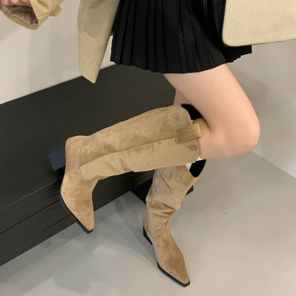 French-style Vintage Coffee-colored Western Cowboy Boots