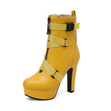 New Womens Mid-calf Boots With Thick Soles And Chunky Heels